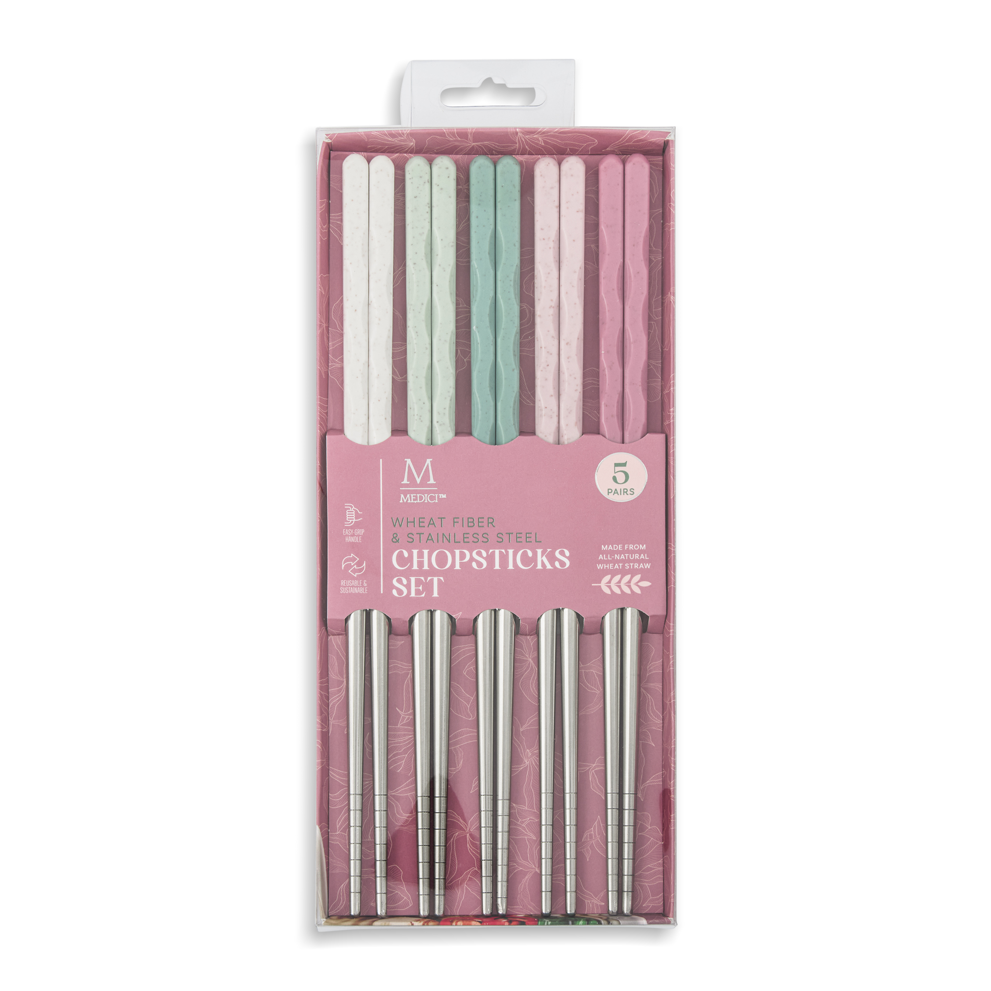 CHOPSTICKS WHEAT HANDLE 5PC