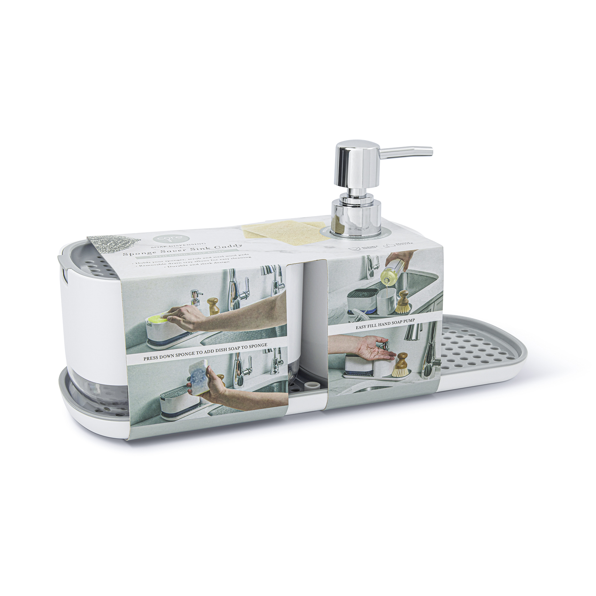 SINK CADDY W/SPONGE SAVER & PUMP