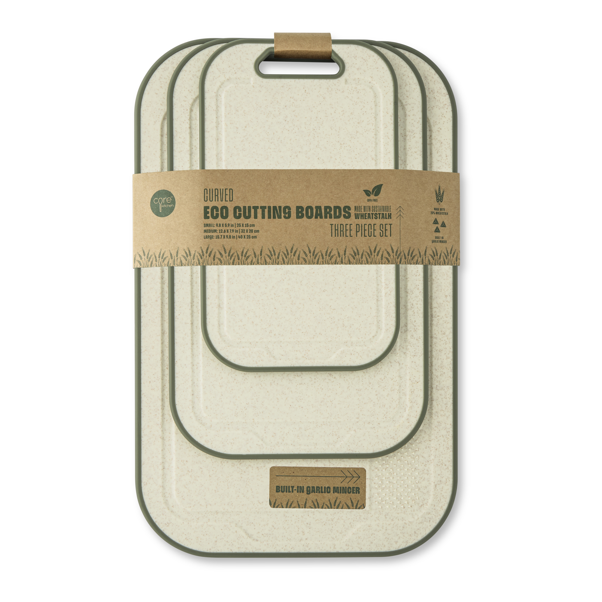 CUTTING BOARD 3PC CURVED WHTSTLK