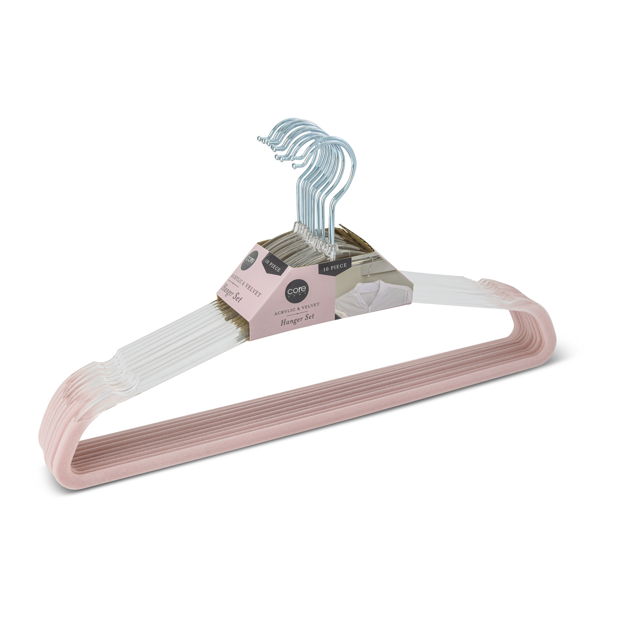 HANGER 10PK ACRYLIC/VELVET PINK