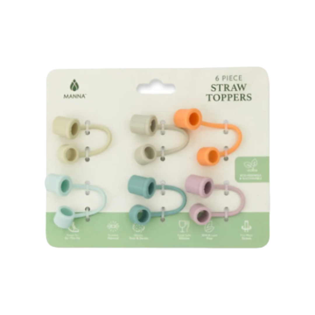 STRAW TOPPER 6PK SILICONE SOLID