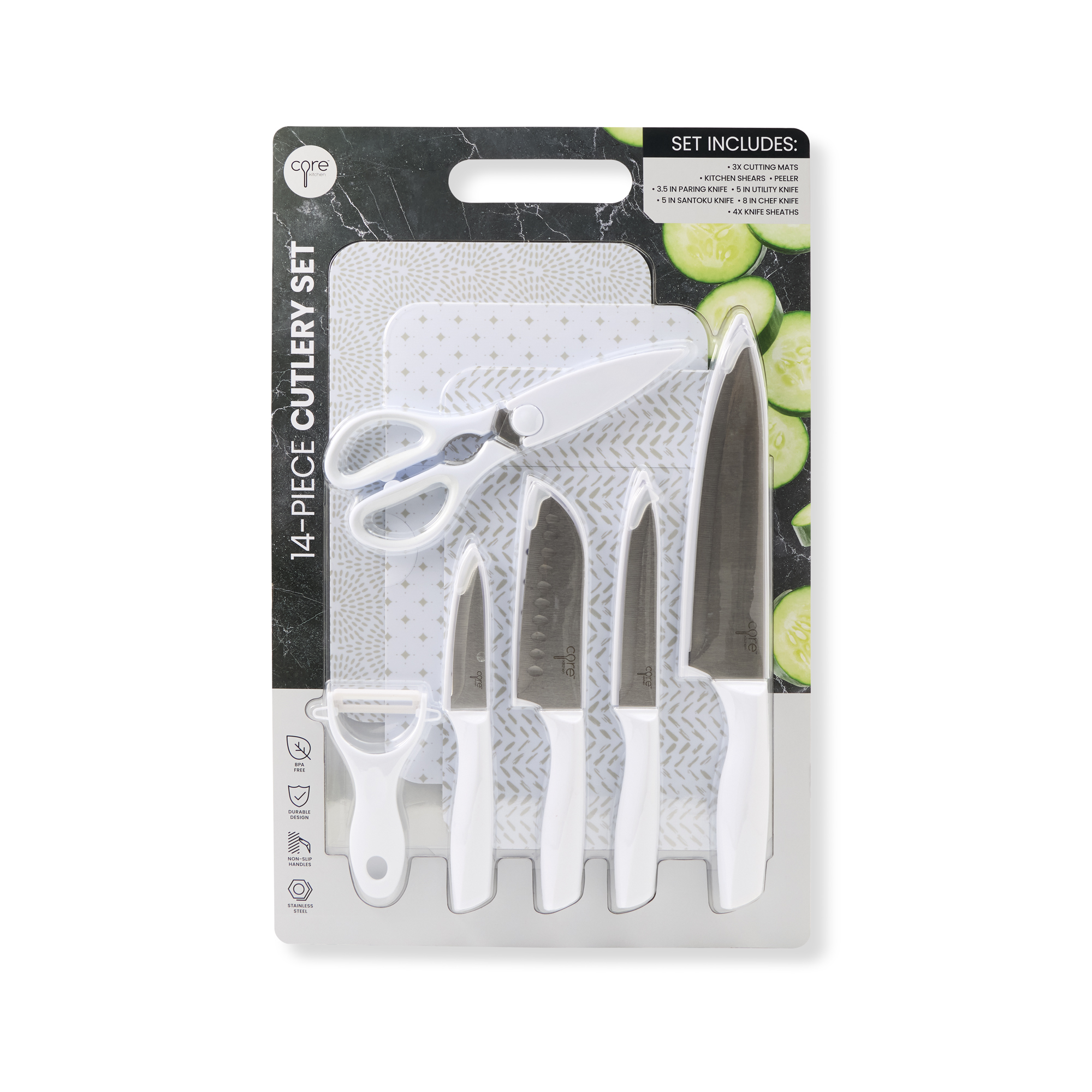CUTLERY SET 15PC W/BOARD WHITE