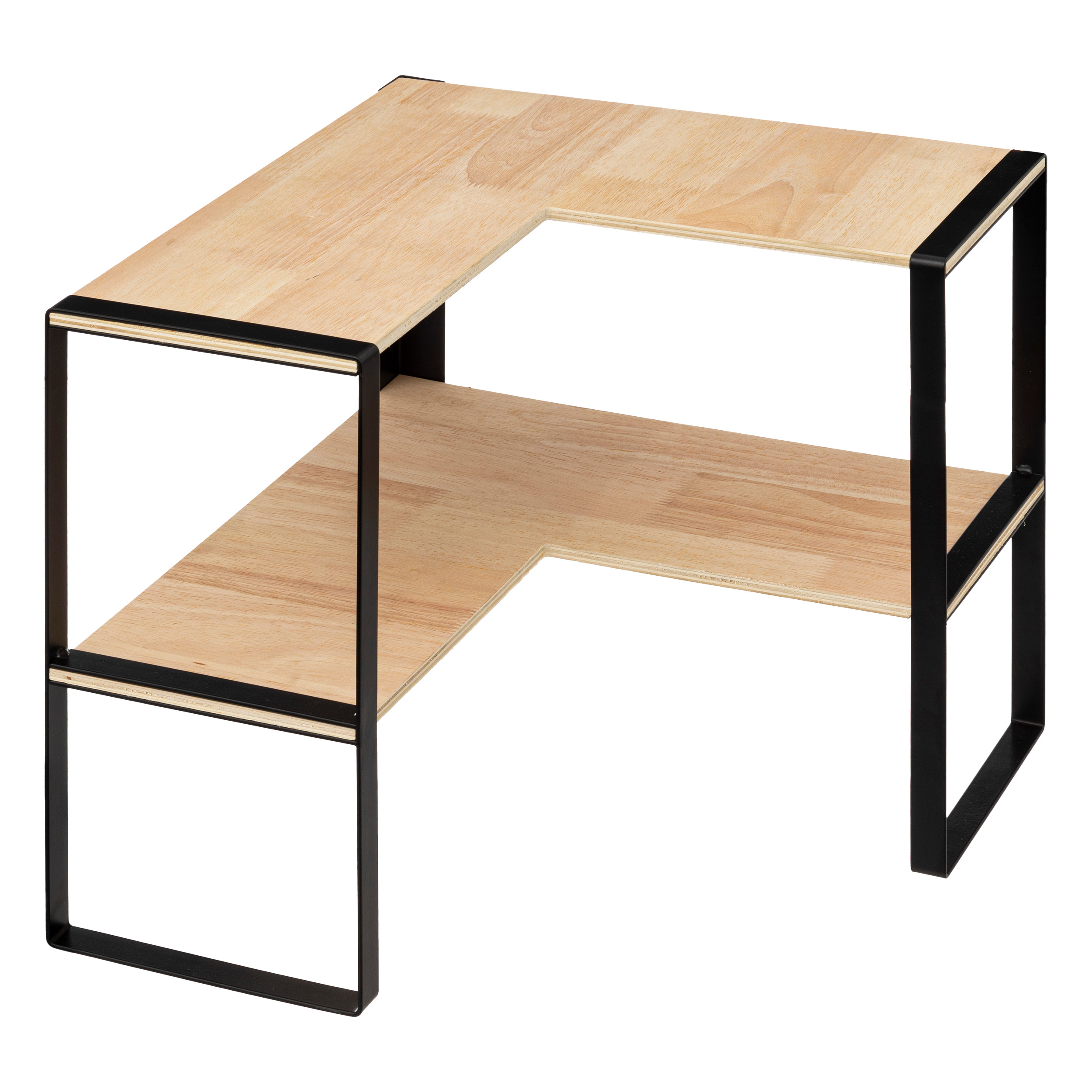 2TIER CORNER BlackWOOD SHELF