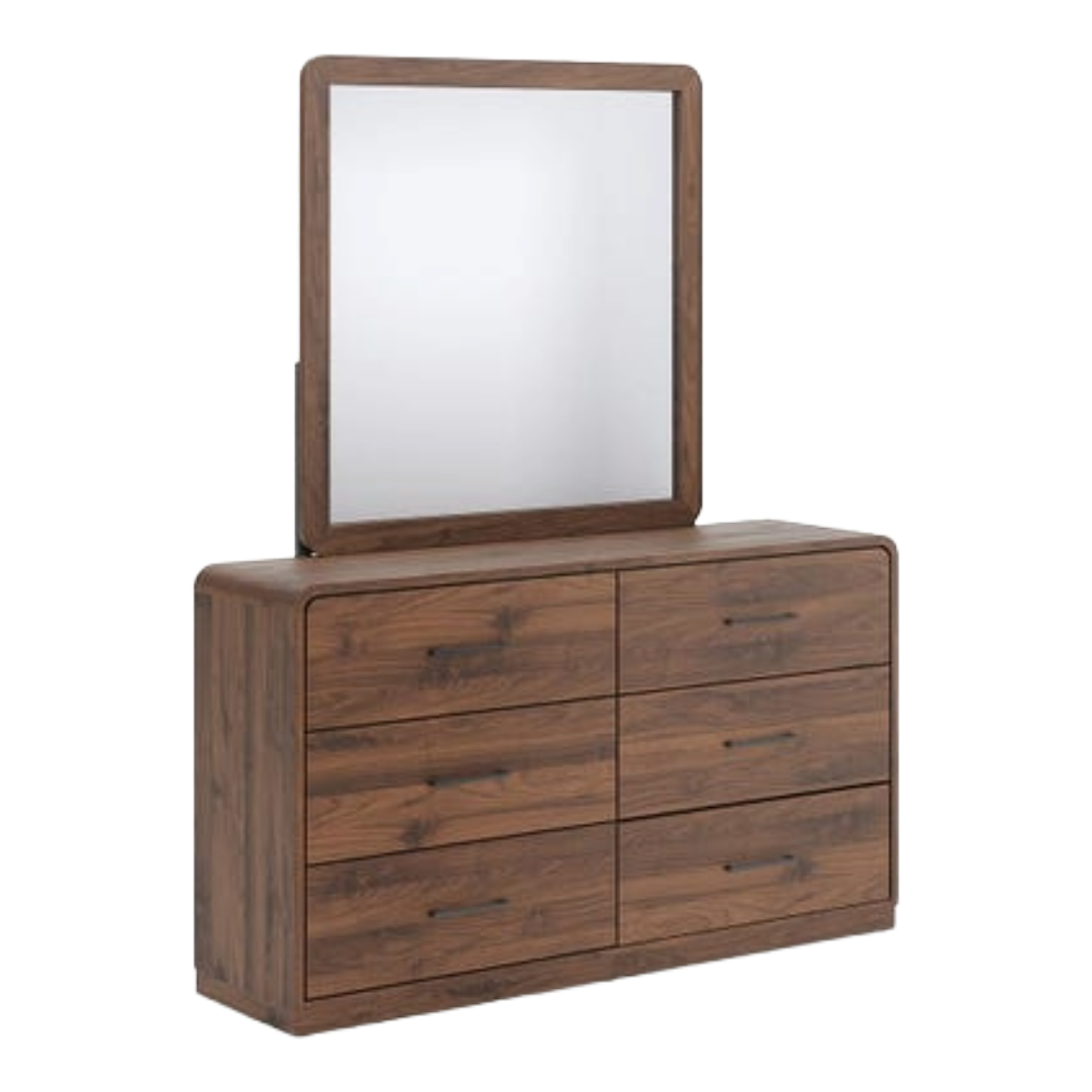 DRESSER W/MIRROR HOLLINAZE WALNT