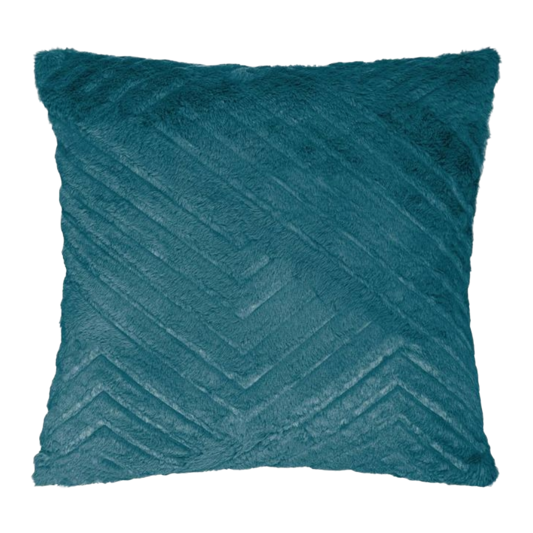 CUSHION 3D FUR GEO BLU 45X45