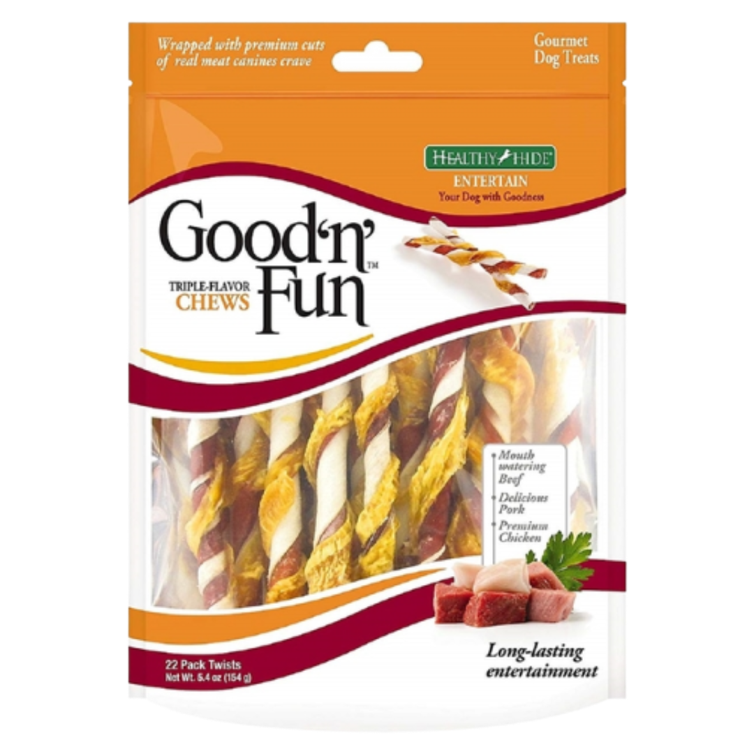 RAWHIDE TWISTS 22PK BEEF